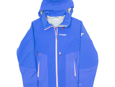 COLUMBIA Womens Rain Jacket Blue Nylon Hooded M For Discount