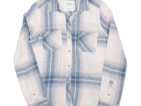 ABERCROMBIE & FITCH Womens Shirt Pink Check Long Sleeve S Online Sale