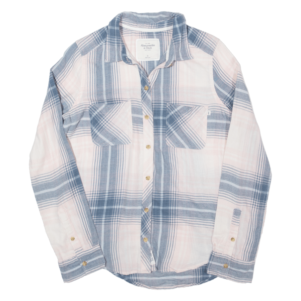 ABERCROMBIE & FITCH Womens Shirt Pink Check Long Sleeve S Online Sale