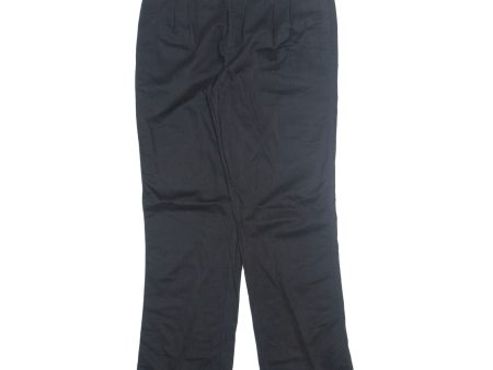 CHAPS Pleated Chino Boys Trousers Black Regular Straight W32 L32 Hot on Sale