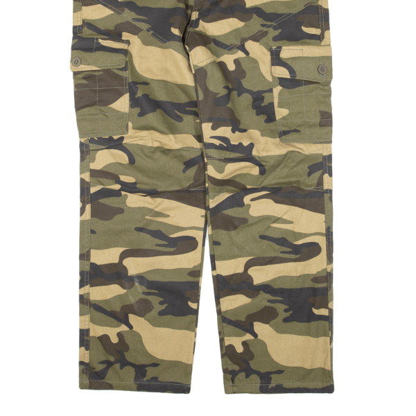 AOWOFS Fleece Lined Cargo Camo Mens Trousers Green Regular Straight W36 L28 Hot on Sale