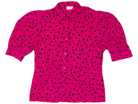 SERGIO DI LAURENTI Womens Shirt Pink 80s Polka Dot L Online Sale