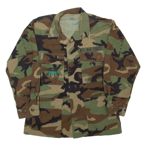 CARIBBEAN NEEDLE POINT INC Mens Military Jacket Green Camouflage S Supply