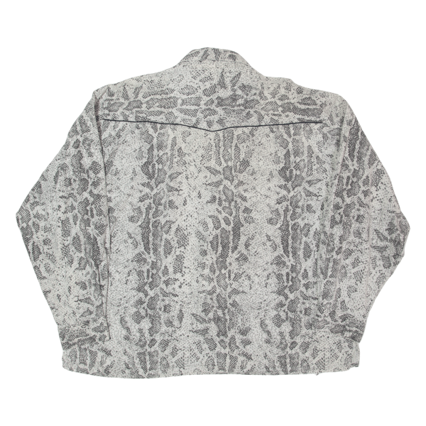 Mens Shirt Grey 90s Animal Print Long Sleeve 2XL Sale