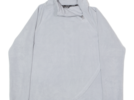 CALVIN KLEIN Womens Fleece Grey 1 4 Zip L Online Sale