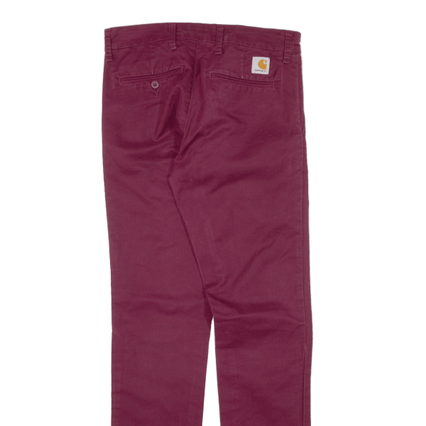 CARHARTT WIP Sid Pant Workwear Mens Trousers Maroon Slim Tapered W28 L32 For Sale