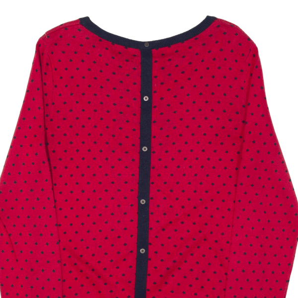 TOMMY HILFIGER Womens Patterned Jumper Red Spotted Tight Knit L Online Hot Sale