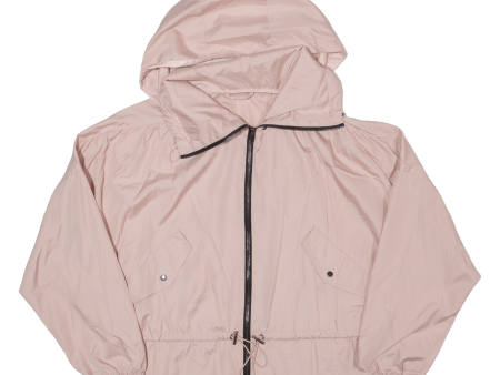 Cropped Lightweight Relaxed Fit Womens Jacket Pink Hooded L Sale