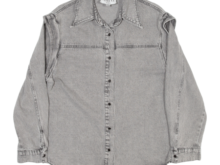 CIMINY Mens Denim Shirt Grey Long Sleeve S Online now