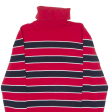 TOMMY HILFIGER Womens Patterned Jumper Red Striped Roll Neck Tight Knit M For Cheap