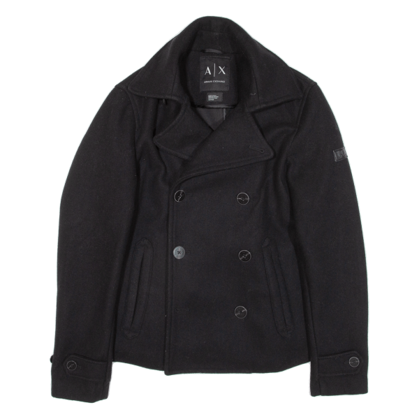 ARMANI EXCHANGE Womens Pea Coat Black Knit XS Online Sale