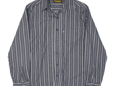 WRANGLER Mens Shirt Grey Striped Long Sleeve M Online Hot Sale