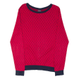 TOMMY HILFIGER Womens Patterned Jumper Red Spotted Tight Knit L Online Hot Sale