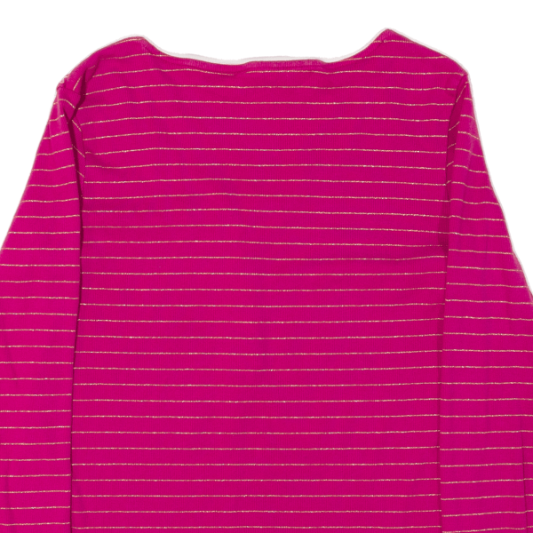 TOMMY HILFIGER Womens Jumper Pink Striped V-Neck Tight Knit L Online Sale