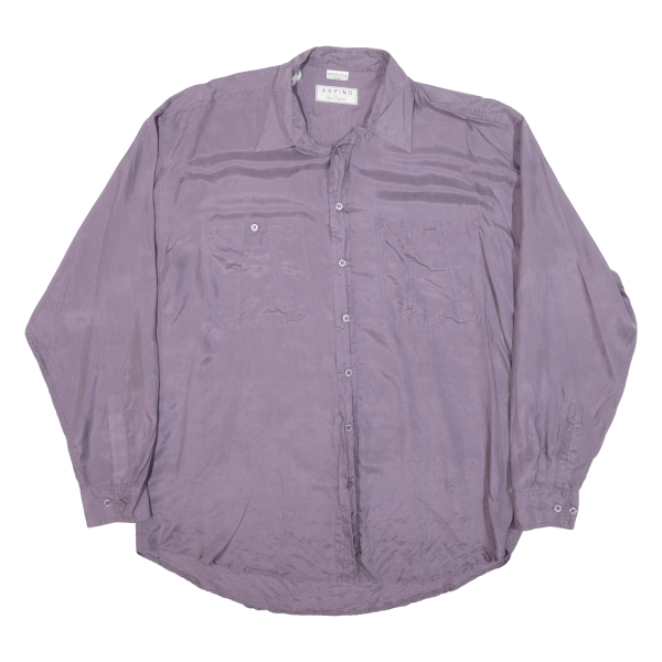 ARPINO Mens Plain Shirt Purple Long Sleeve L Supply