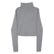 Cropped Womens Jumper Grey Roll Neck XS For Discount