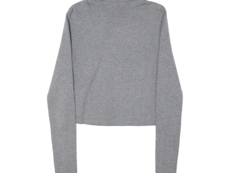 Cropped Womens Jumper Grey Roll Neck XS For Discount