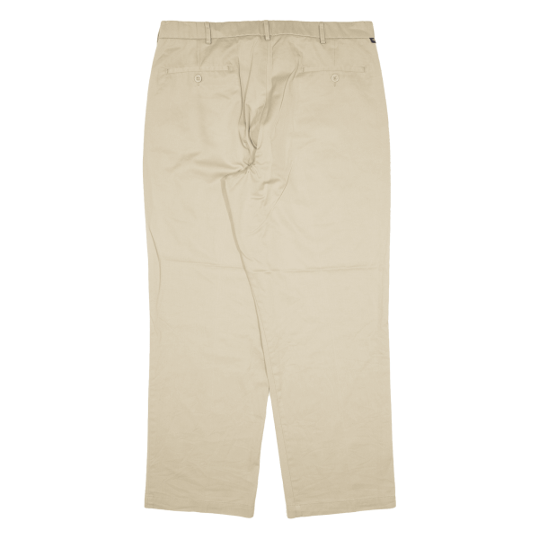 DOCKERS Flat Front Mens Trousers Beige Relaxed Straight W36 L30 For Cheap