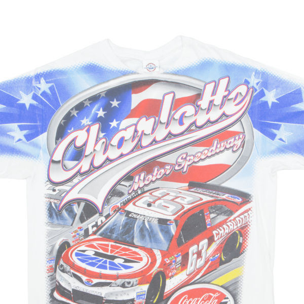 DELTA Charlotte Motor Speedway Mens Biker T-Shirt Cream USA M For Cheap