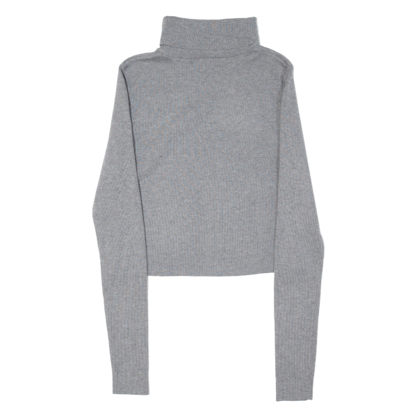 Cropped Womens Jumper Grey Roll Neck XS For Discount