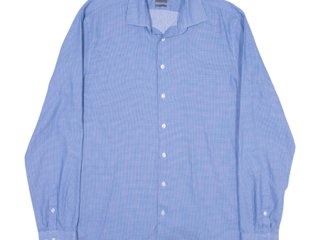 CALVIN KLEIN Mens Shirt Blue Check Long Sleeve L Online Hot Sale