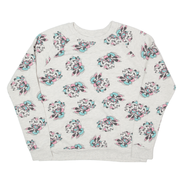 DISNEY Mickey and Minnie Mouse Ice Skating Christmas Womens Sweatshirt Grey S For Sale