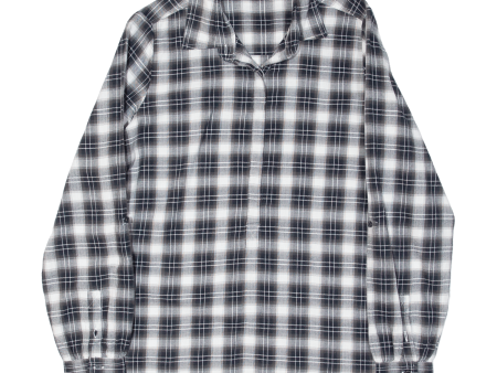 Pullover Womens Shirt Black Plaid Long Sleeve L on Sale