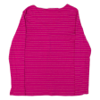 TOMMY HILFIGER Womens Jumper Pink Striped V-Neck Tight Knit L Online Sale