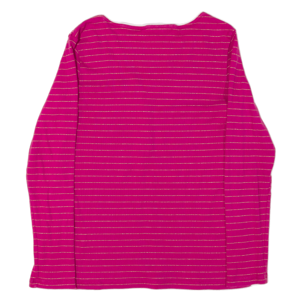 TOMMY HILFIGER Womens Jumper Pink Striped V-Neck Tight Knit L Online Sale