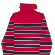 TOMMY HILFIGER Womens Patterned Jumper Red Striped Roll Neck Tight Knit M For Cheap