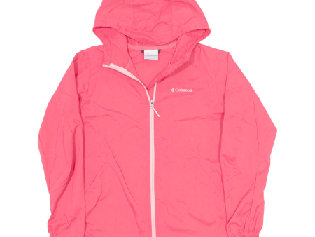 COLUMBIA Girls Rain Jacket Pink Hooded XL on Sale