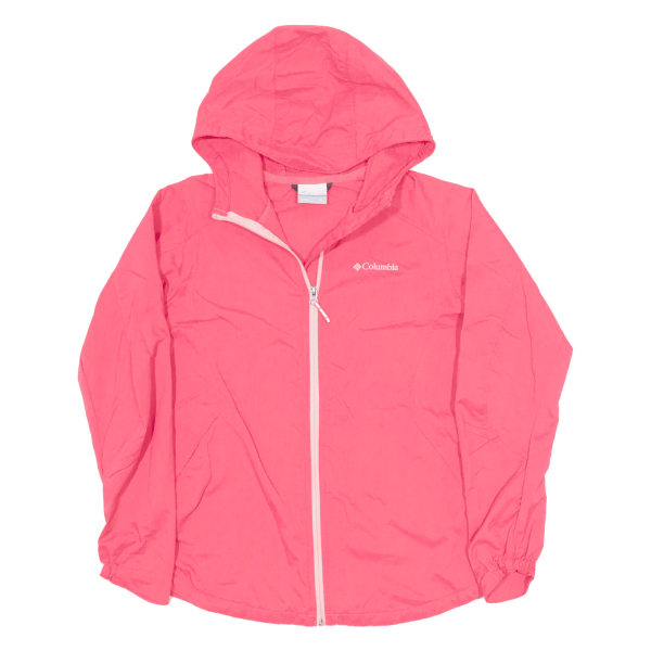 COLUMBIA Girls Rain Jacket Pink Hooded XL on Sale