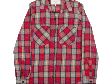 ZARA Mens Shirt Red Wool Check Long Sleeve S Fashion