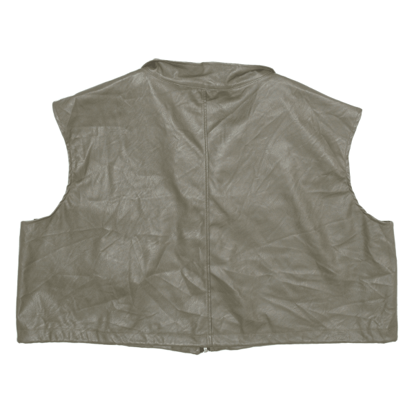 Cropped Womens Waistcoat Green Faux Leather 4XL For Cheap