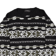 VANGO Mens Patterned Jumper Black Fair Isle 80s Chunky Knit Wool M Supply