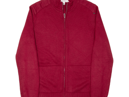 CALVIN KLEIN Mens Cardigan Red Chunky Knit S Hot on Sale