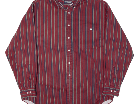 ROUNDTREE & YORKE Mens Shirt Maroon Striped Long Sleeve XL Online now