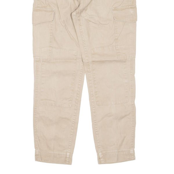 CLOSED Cargo Mens Trousers Beige Slim Tapered Linen W32 L25 Sale