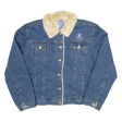 DISNEY True Blue Eeyore Womens Sherpa Lined Denim Jacket Blue XL on Sale