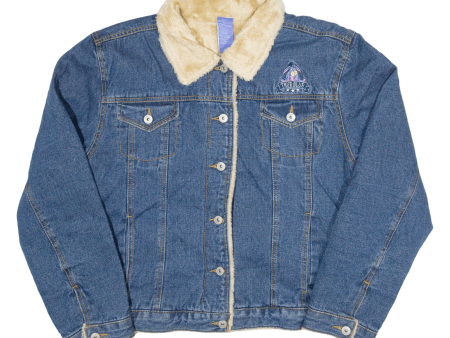 DISNEY True Blue Eeyore Womens Sherpa Lined Denim Jacket Blue XL on Sale