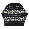 VANGO Mens Patterned Jumper Black Fair Isle 80s Chunky Knit Wool M Supply