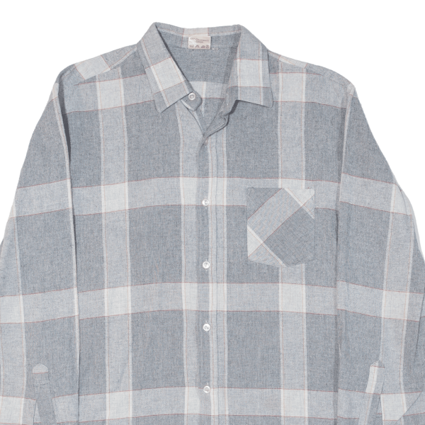 ACKERMANN Mens Shirt Grey Check Long Sleeve L Supply