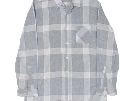 ACKERMANN Mens Shirt Grey Check Long Sleeve L Supply