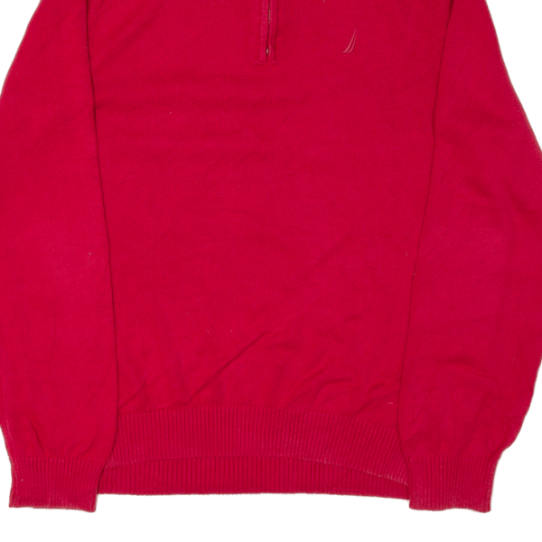 NAUTICA Mens Jumper Red 1 4 Zip Tight Knit XL Hot on Sale