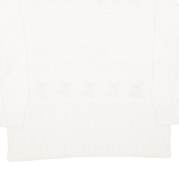 CARLOTTA Lemon Cherry Womens Patterned Jumper Cream Chunky Knit L Sale