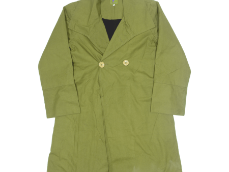 COSMIC COW Fleece Lined Womens Trench Coat Green 90s L Discount