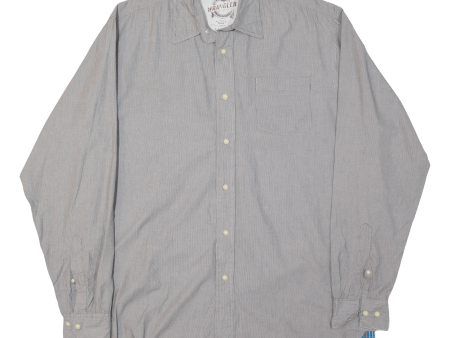 WRANGLER Mens Shirt Grey Pinstripe Long Sleeve L Cheap