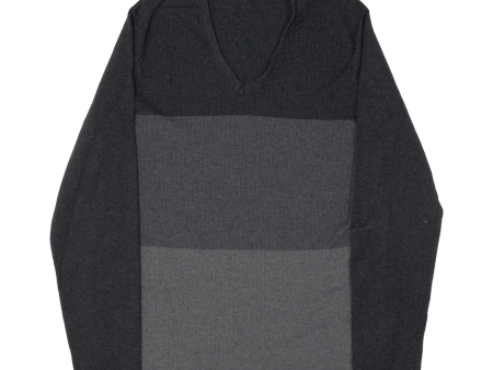 CALVIN KLEIN Mens Jumper Grey Colourblock V-Neck Tight Knit L Fashion