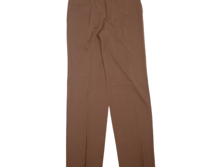 ANDRE LAURENT Pleated Womens Trousers Brown Regular Straight Wool W31 L36 For Discount