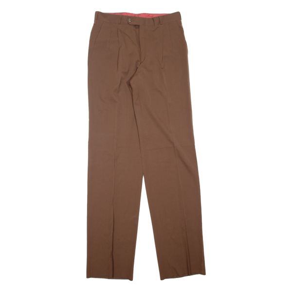 ANDRE LAURENT Pleated Womens Trousers Brown Regular Straight Wool W31 L36 For Discount